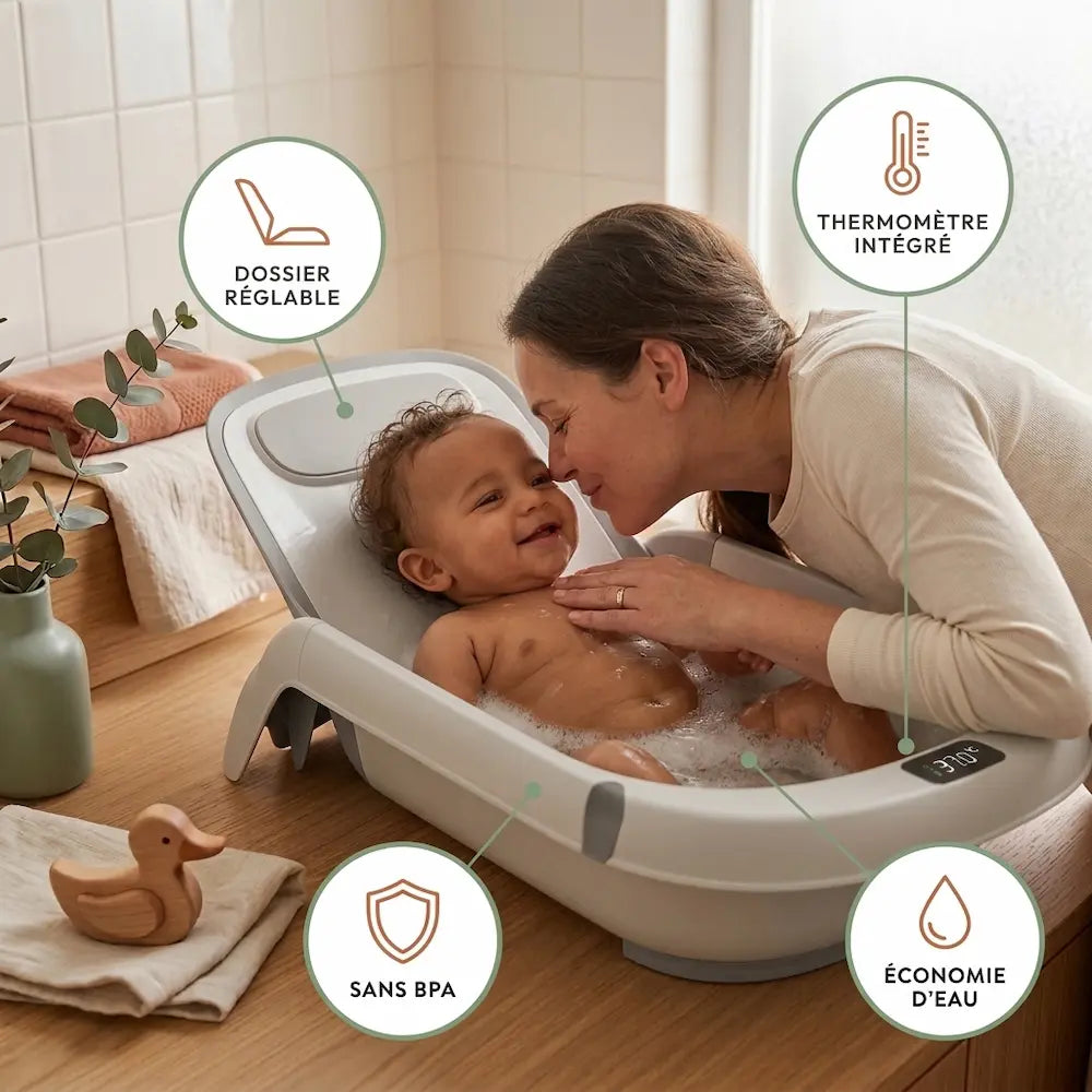 Transat bébé 4-en-1 évolutif - Hamac de bain nouveau-né à 36 mois