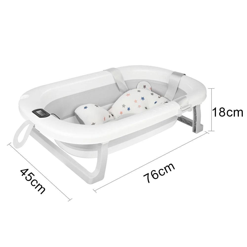 Baignoire bébé pliable thermomètre intégré coloris gris