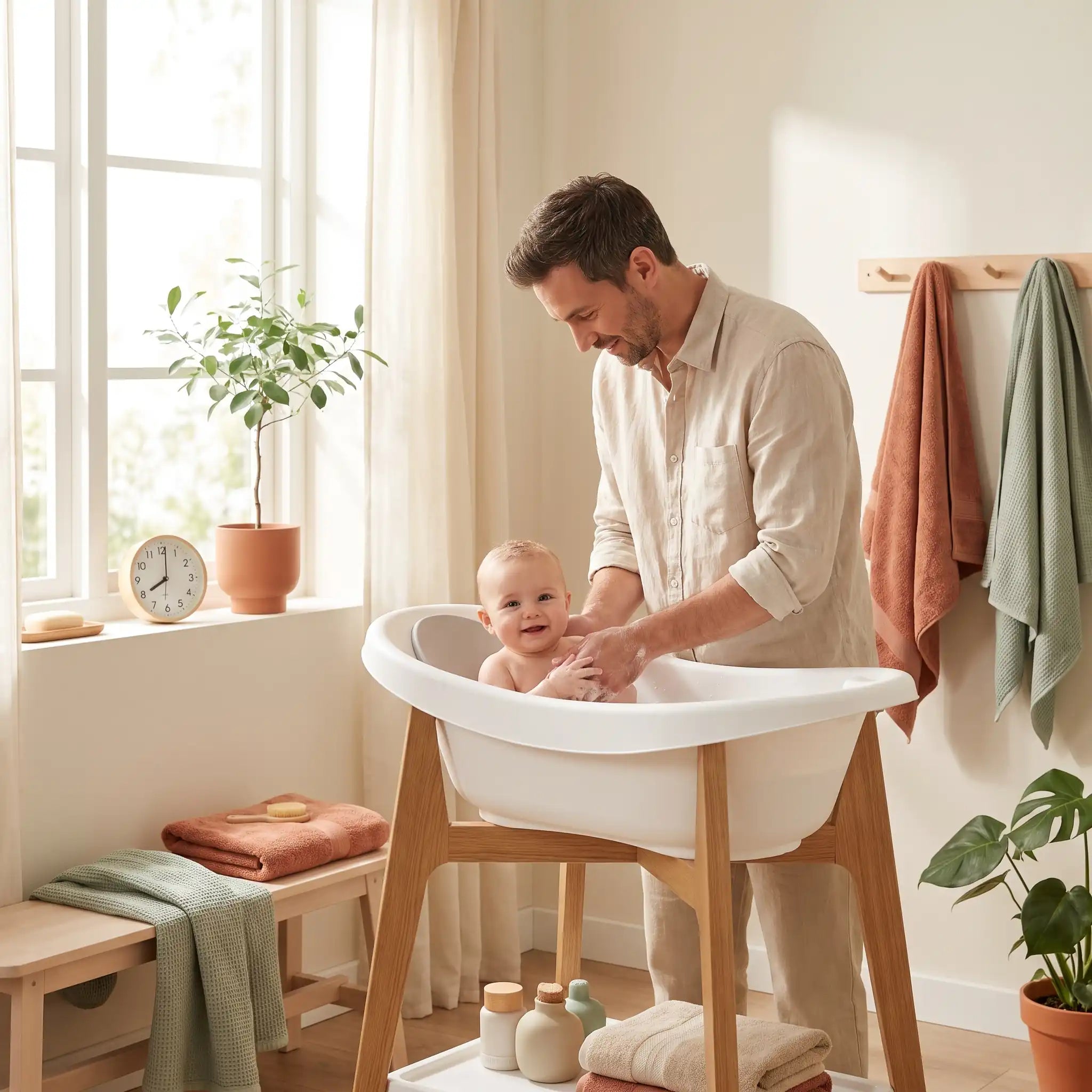 baignoire-bebe-sur-pied-avec-un-bebe