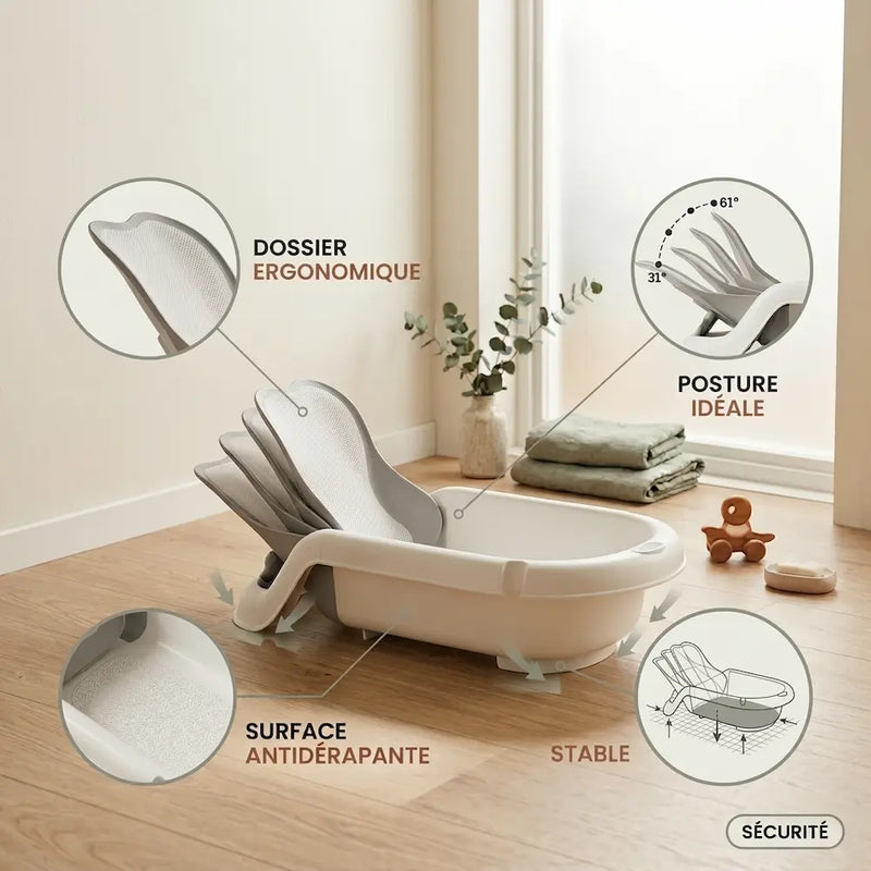 Transat bébé 4-en-1 évolutif - Hamac de bain nouveau-né à 36 mois