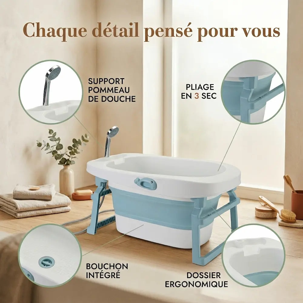 Baignoire bébé pour douche ultra compacte, de 0 à 10 ans
