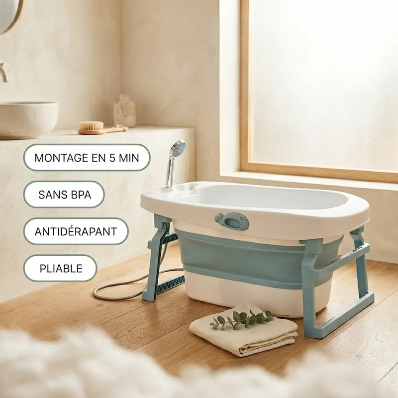 Baignoire bébé pour douche compacte installée dans la cabine de douche