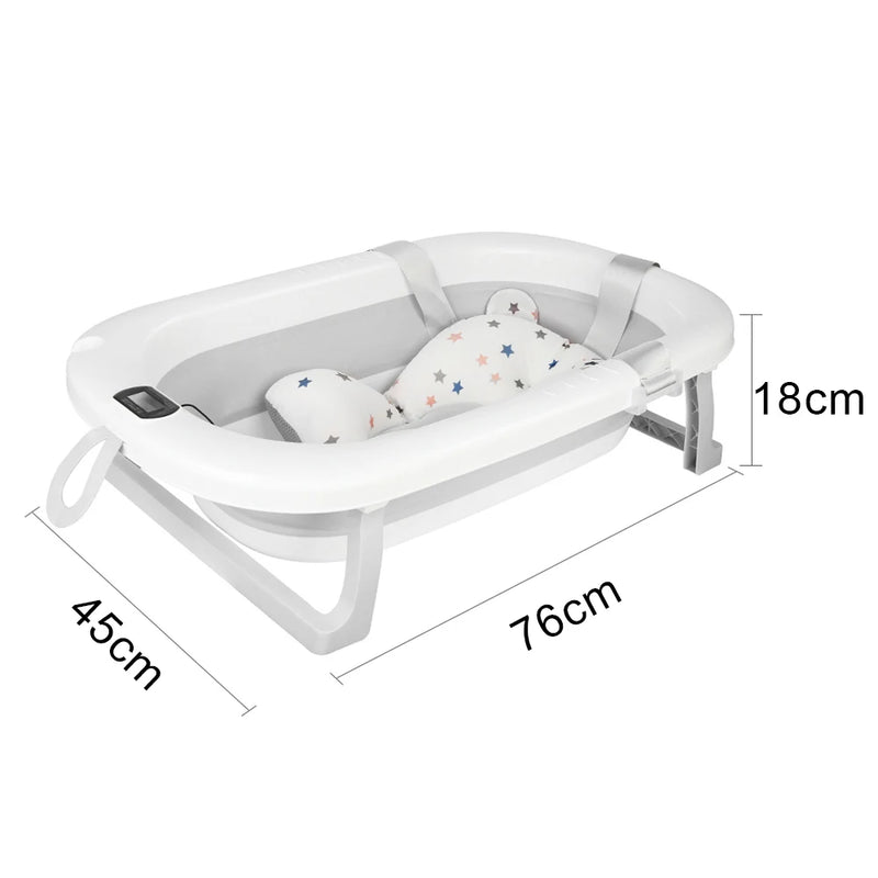 Baignoire bébé pliable thermomètre intégré coloris gris