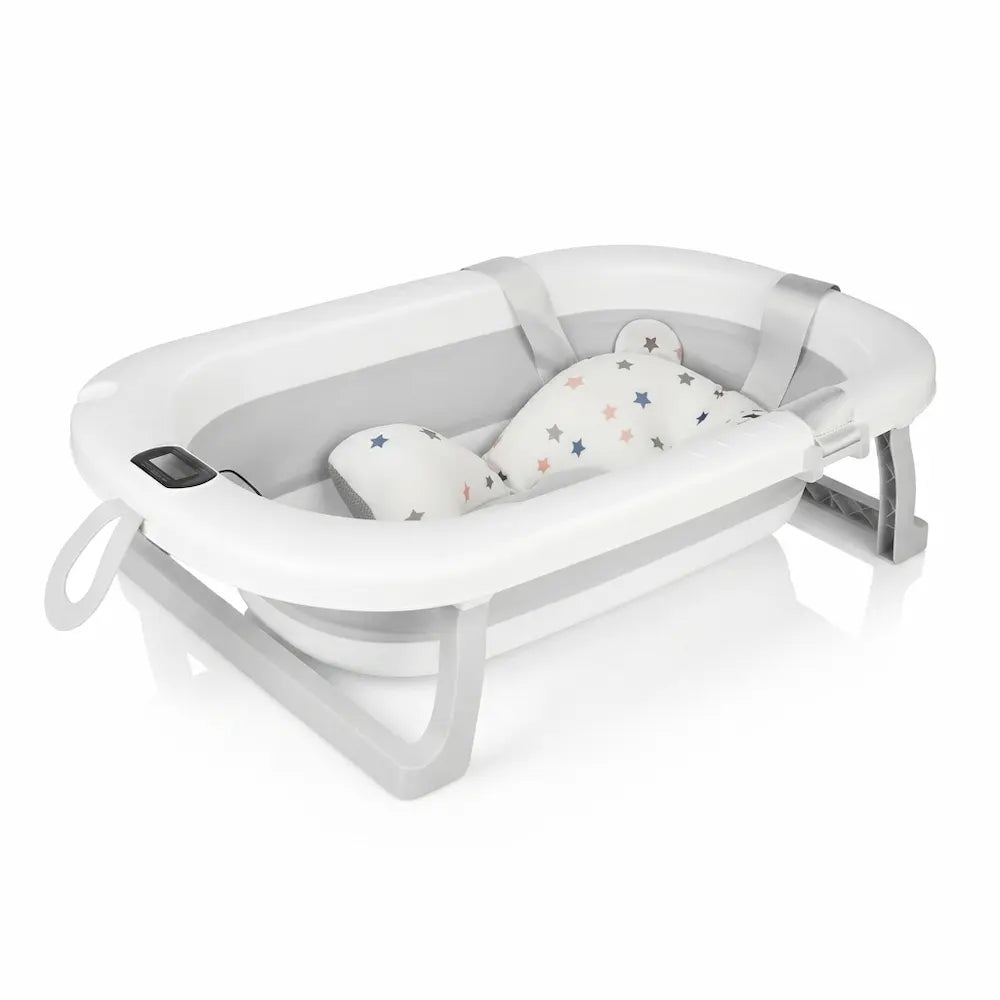 Baignoire bébé pliable sur pied avec thermomètre intégré, de 0 à 36 mois