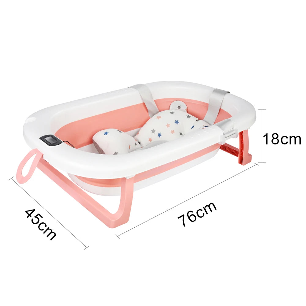 Baignoire bébé pliable thermomètre intégré coloris rose