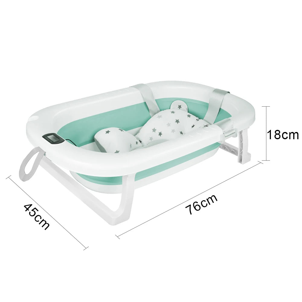 Baignoire bébé pliable thermomètre intégré coloris vert