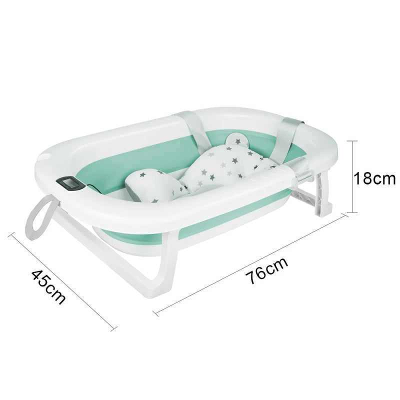 Baignoire bébé pliable thermomètre intégré coloris vert