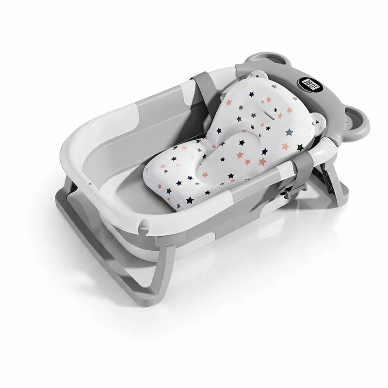 Baignoire bébé pliable de voyage avec coussin flottant et thermomètre intégré, 0 à 36 mois