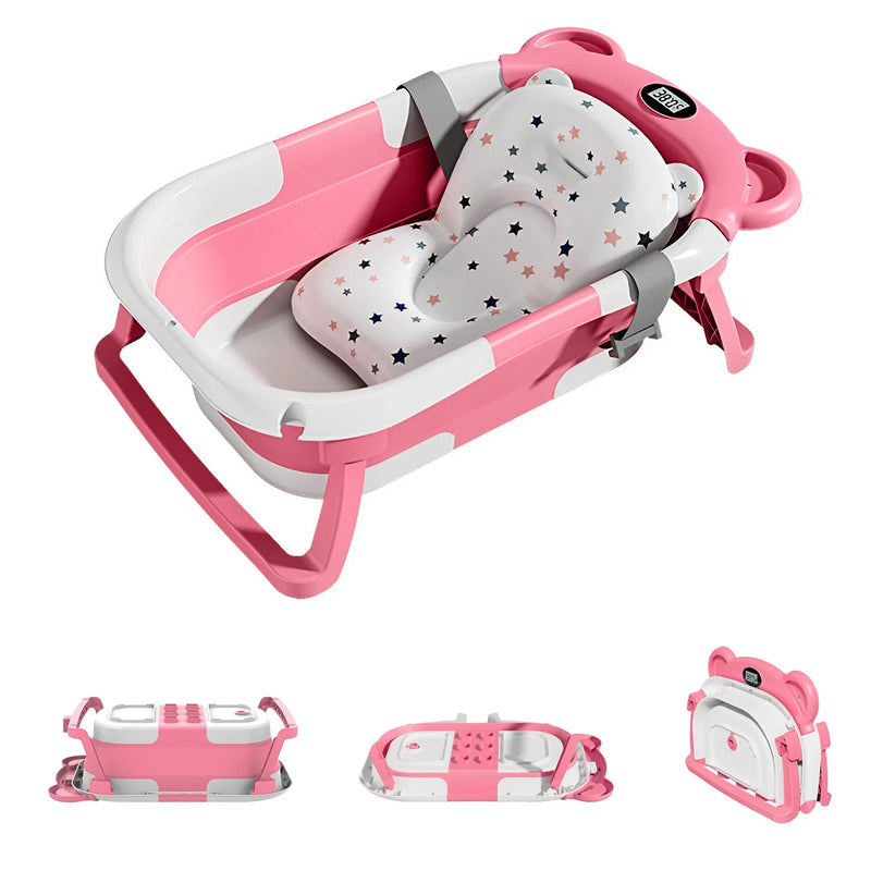Baignoire pliable de voyage coussin flottant coloris rose