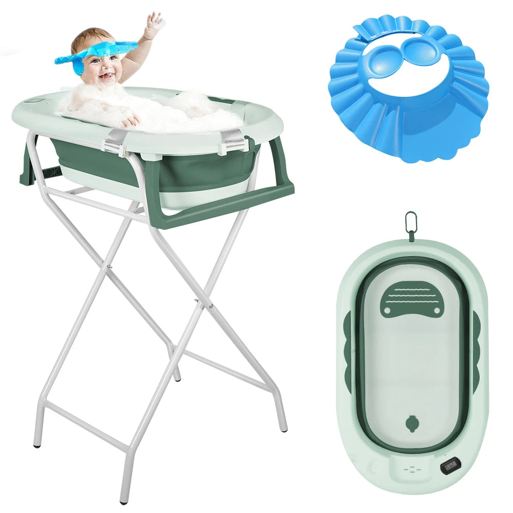 Baignoire bébé sur pied inox pliable coloris vert