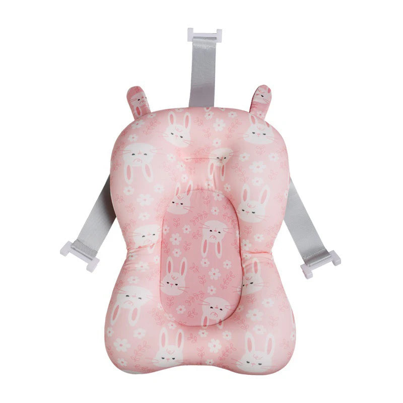 Coussin de bain bébé hamac motif lapin rose