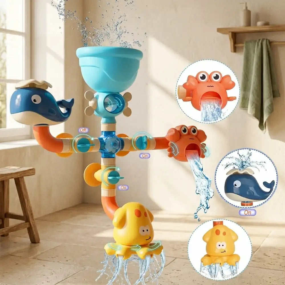 Jouet de bain bébé tuyaux DIY baleine, jeu de construction pour le bain