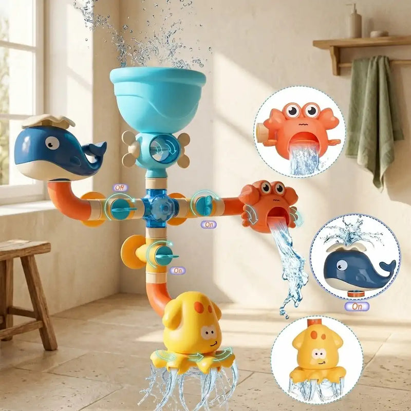 Jouet de bain bébé tuyaux DIY baleine, jeu de construction pour le bain