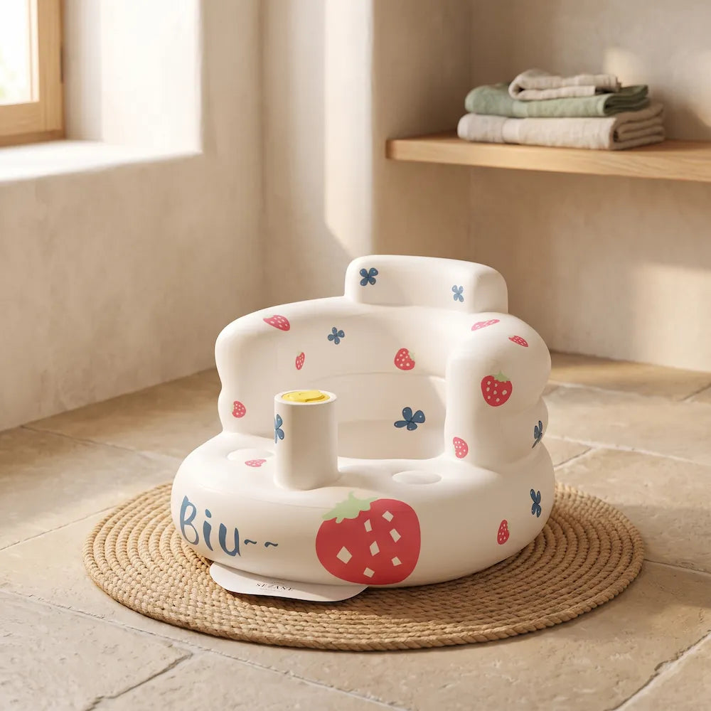 Siège de bain bébé gonflable à pompe intégrée coloris blanc