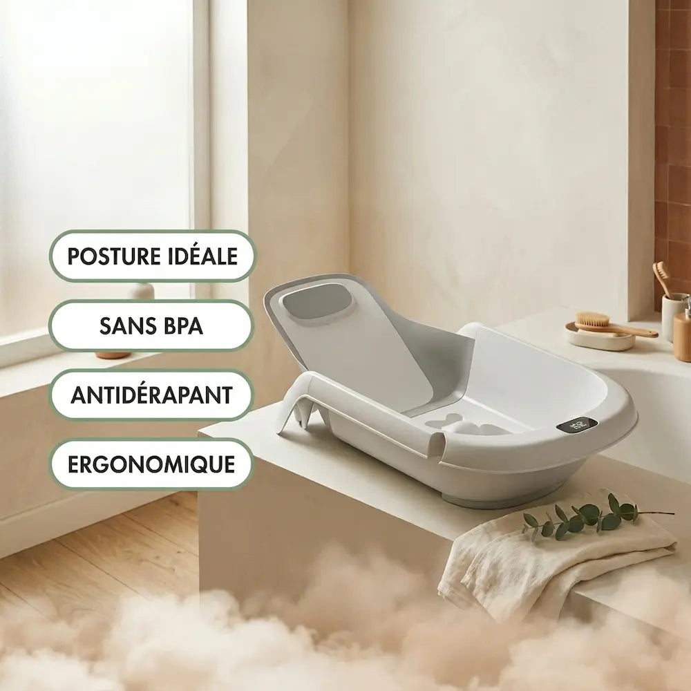 Transat bébé 4-en-1 évolutif hamac de bain installé dans la salle de bain